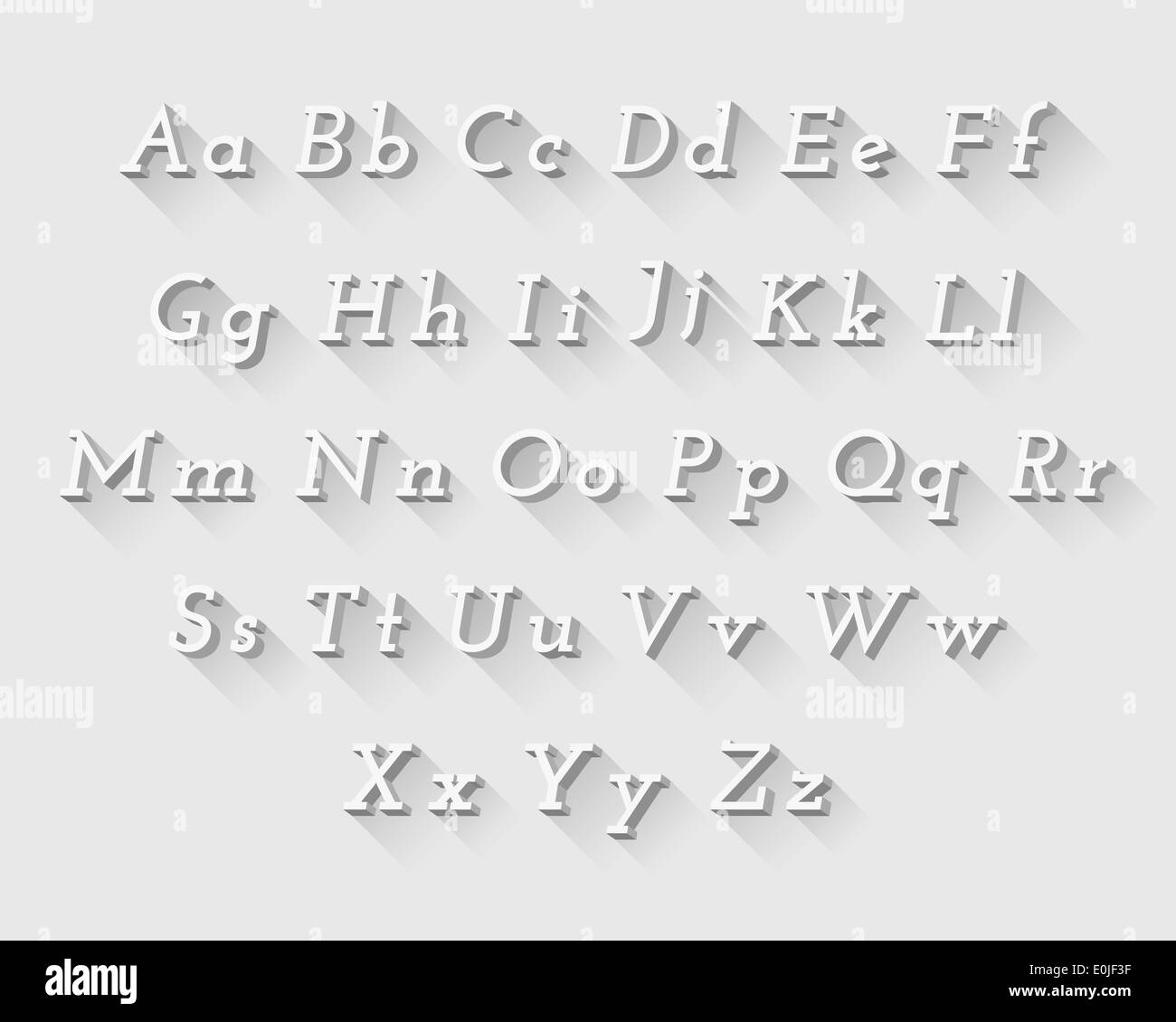 Design-Elemente. Vektor-Illustration von weißen drei dimensionale Buchstaben mit langen Schatten. Stockfoto