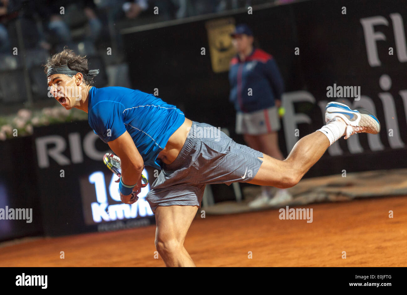 Rafael Nadal spielt in der ATP Rom International Tennis Masters Stockfoto