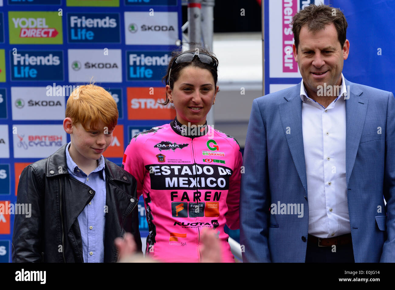 Rosella Rato, Estado de Mexico Faren, Dritter der Gesamtwertung der Freunde Leben Womens Tour, Radrennen, Bury St Edmunds, UK, 11. Mai 2014 Stockfoto