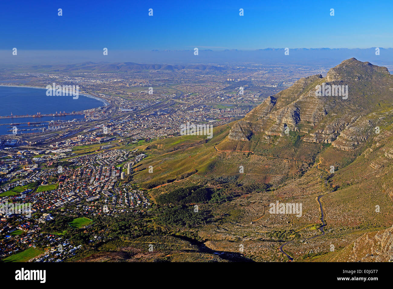 Blick Vom Tafelberg Auf Kapstadt 'm Abend, Western Cape, Westkap, Suedafrika, Afrika Stockfoto