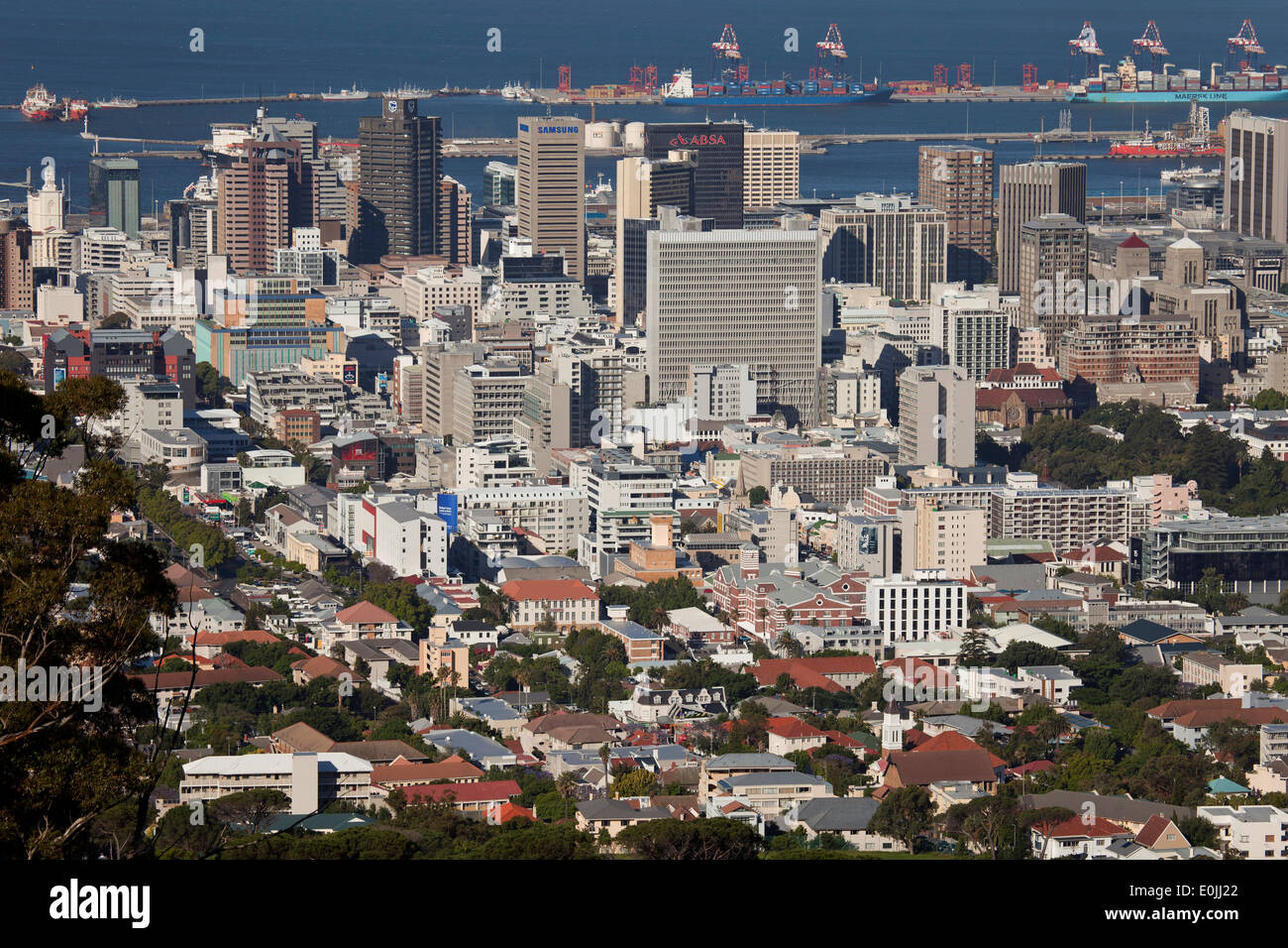 Cape Town Central Business District Skyline gesehen vom Lions Head, Western Cape, Südafrika Stockfoto