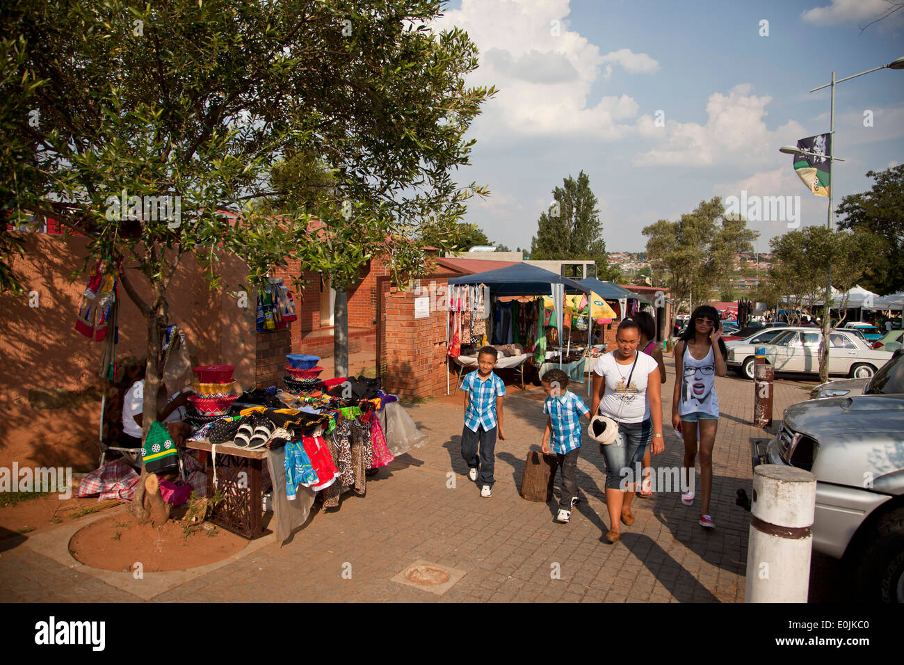 Nelson Mandela Souvenirs vor seinem Haus in Soweto, Johannesburg, Gauteng, Südafrika, Afrika Stockfoto