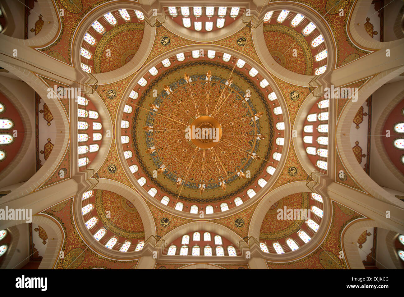 Decke der Moschee der Nizamiye türkischen Masjid Johannesburg, Gauteng, Südafrika, Afrika Stockfoto