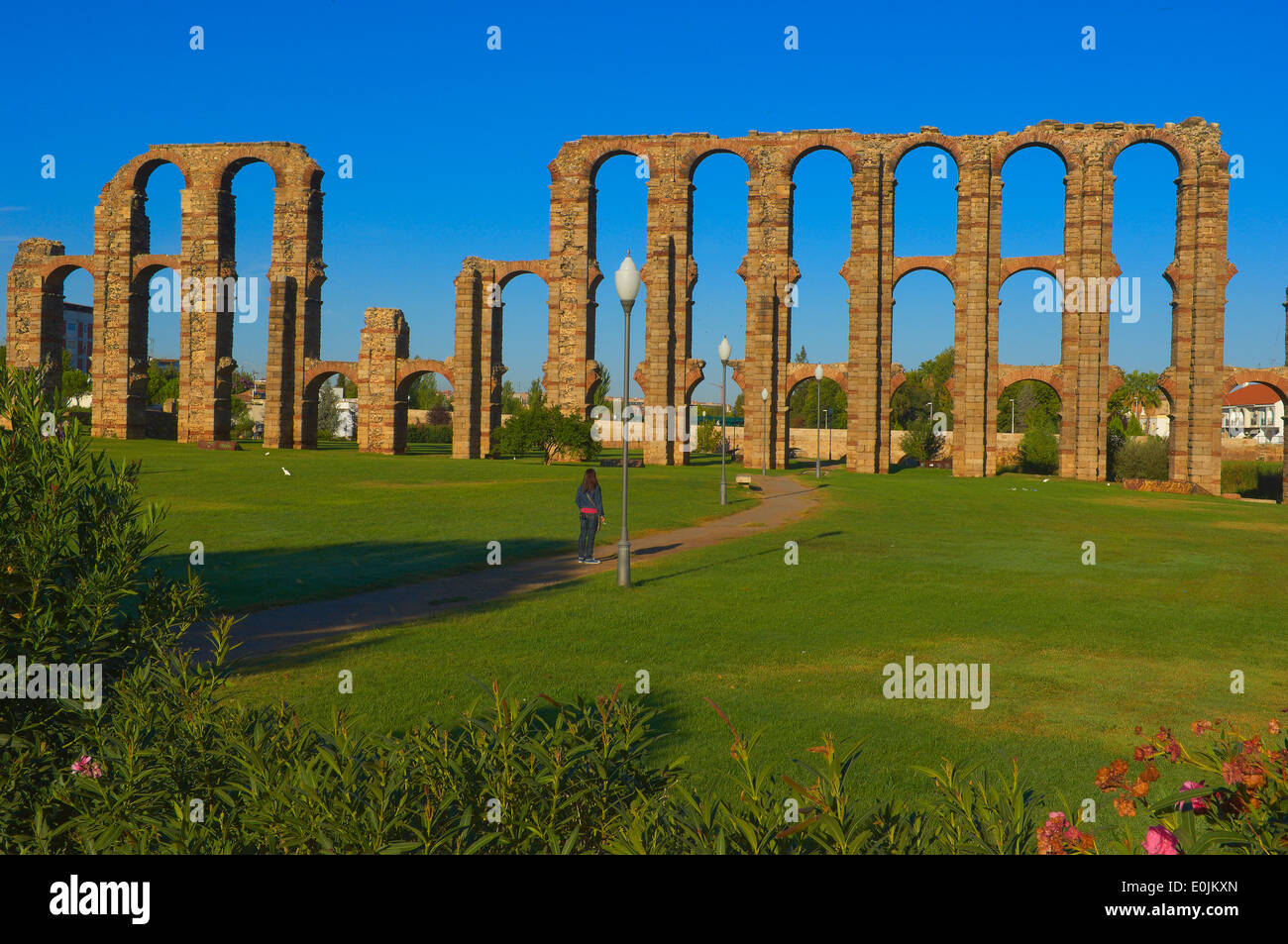 Los Milagros Aquädukt, Emerita Augusta, Merida, Silberstraße, UNESCO World Heritage site, Via de La Plata, Provinz Badajoz, Ext Stockfoto