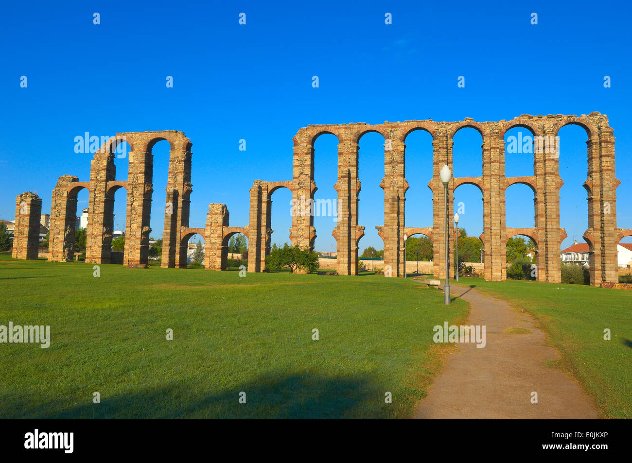 Los Milagros Aquädukt, Emerita Augusta, Merida, Silberstraße, UNESCO World Heritage site, Via de La Plata, Provinz Badajoz, Ext Stockfoto