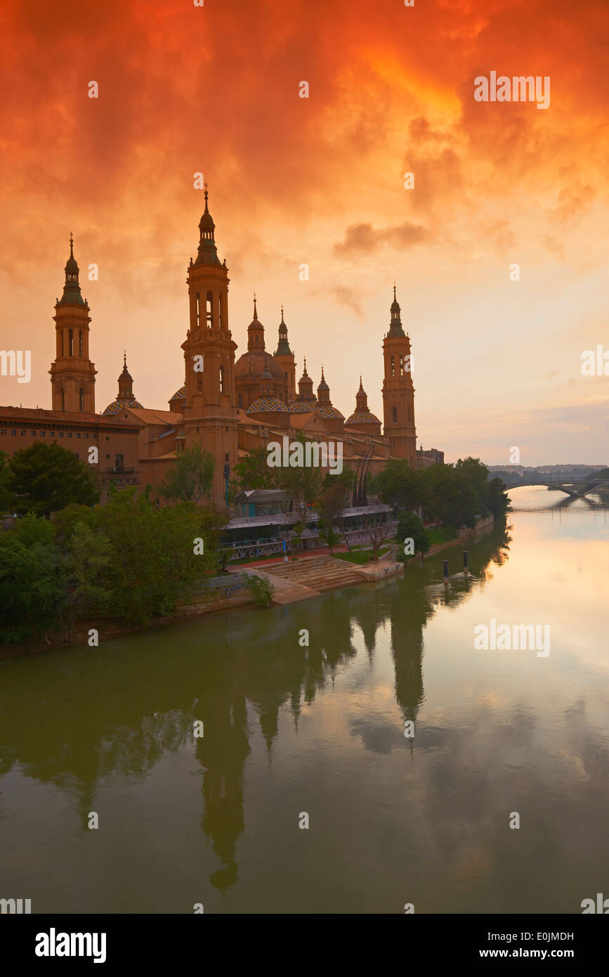 Zaragoza, Fluss Ebro, Saragossa, Aragon, Spanien Stockfoto