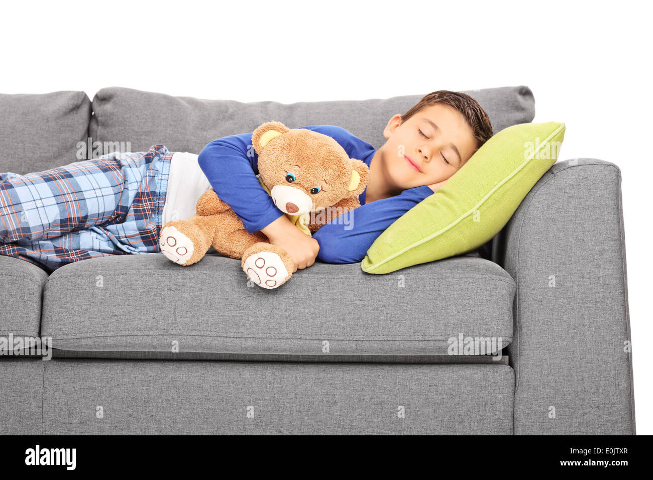 Kleiner Junge ein Nickerchen auf der couch Stockfoto