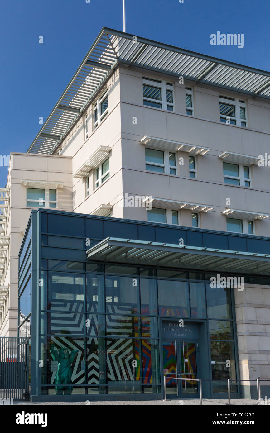 Vereinigten Staaten uns von Amerika Botschaftsgebäude in Berlin, Deutschland Stockfoto