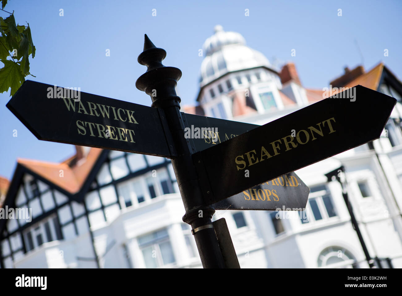 Touristische Informationen Wegweiser in Worthing Stockfoto