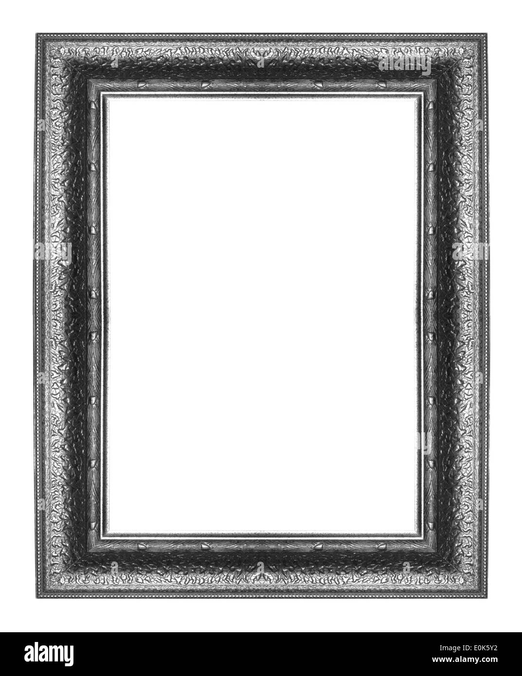 Bilderrahmen schwarz Holzrahmen in weißem Hintergrund. Stockfoto