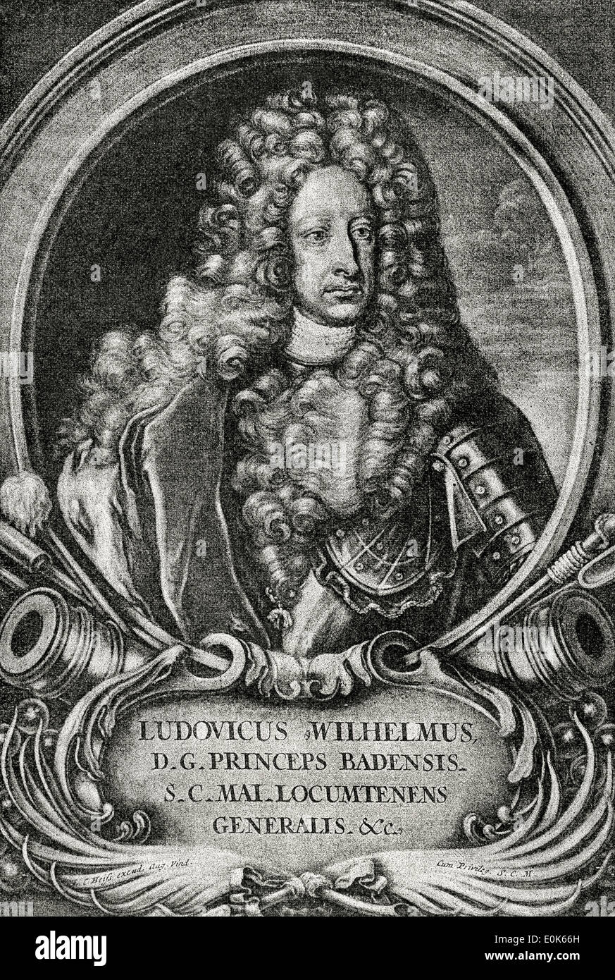 Louis Wilhelm, Markgraf von Baden-Baden (1655-1707). Gravur, E. C. Heiss. Stockfoto