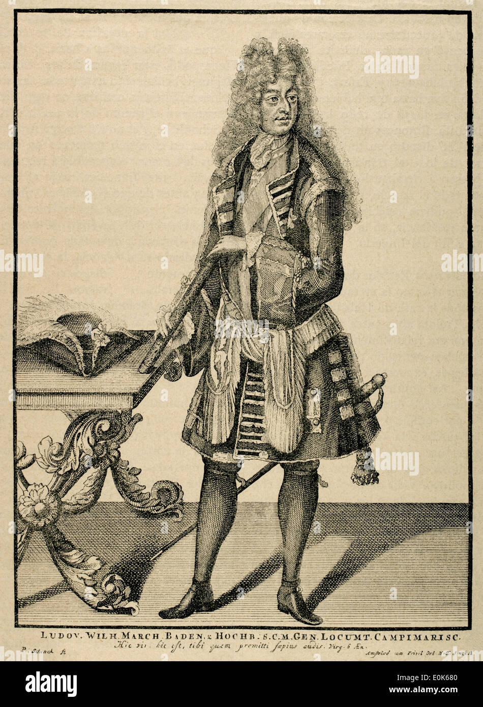 Louis Wilhelm, Markgraf von Baden-Baden (1655-1707). Reduzierte Faksimile nach der Gravur von Peter Schenk (1645-1715). Stockfoto