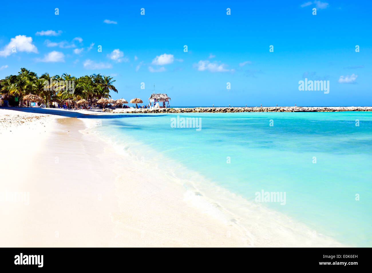 Palm Beach in Aruba Stockfoto