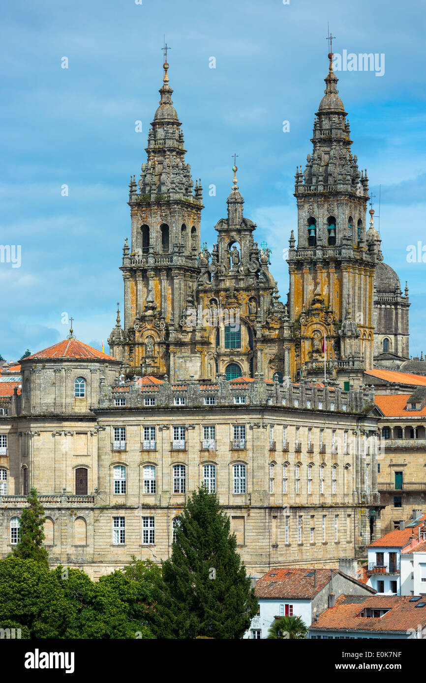 Catedral de Santiago de Compostela, römisch-katholische Kathedrale, Stadtansicht in Galicien, Nordspanien Stockfoto