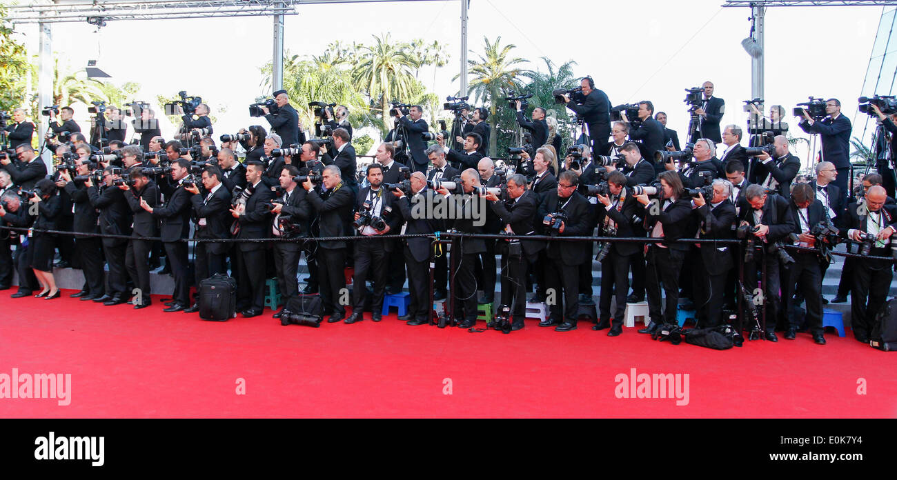 ROTEN Teppich Fotografen Herr TURNER PREMIERE 67. CANNES FILM FESTIVAL CANNES Frankreich 15. Mai 2014 Stockfoto