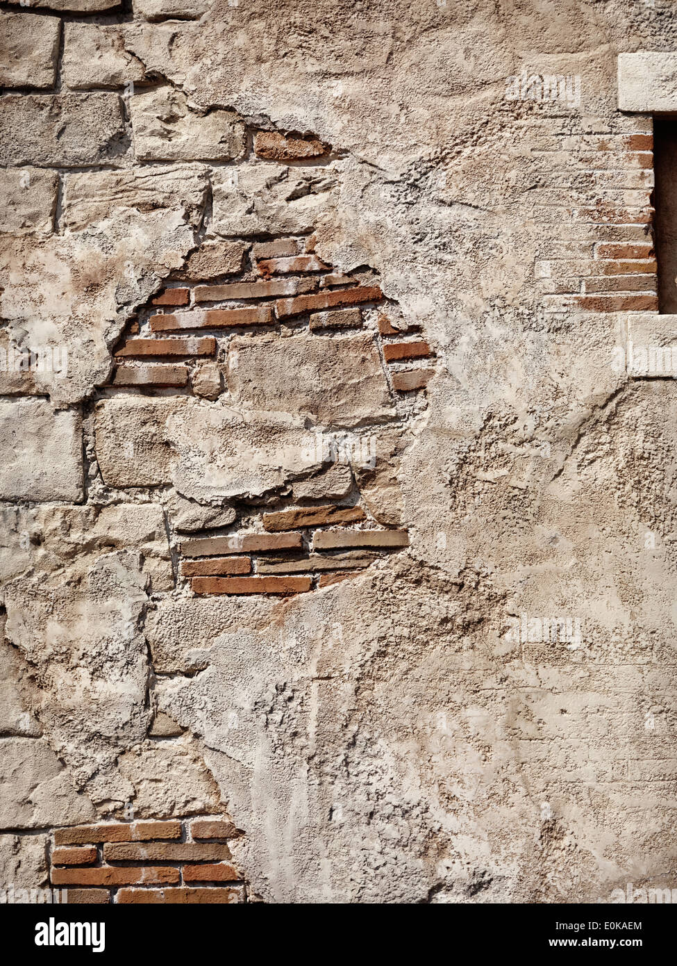 Alte rustikale Stein und Ziegel Wand, Grunge Texturen Hintergrund Stockfoto