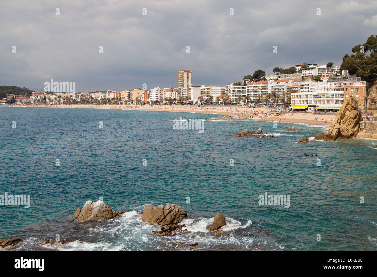 Küste von Lloret de Mar an der Costa Brava, Catalonia. Stockfoto