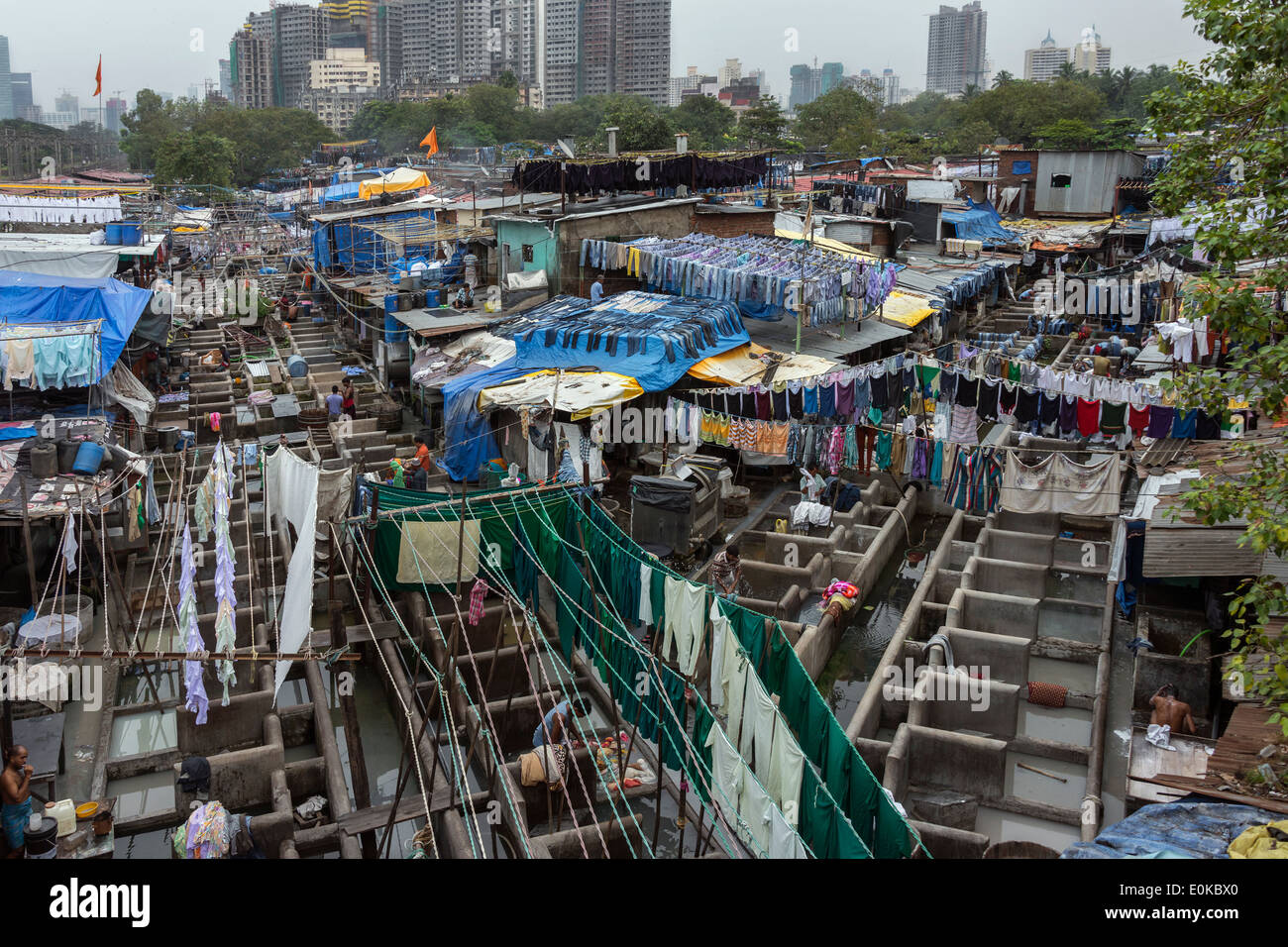 Bunten Chaos am Dhobi Ghat, Mumbai, Indien Stockfoto