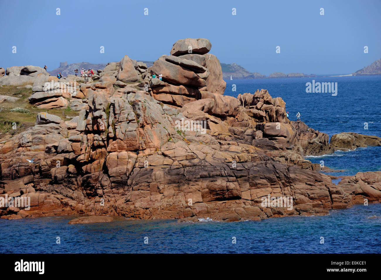 Rosa Granit Küste, Ploumanac'h, Côtes-d ' Armor, Tregor, Bretagne, Bretagne, Frankreich Stockfoto