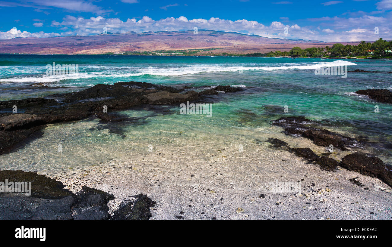 Die Kohala Mountains aus Puako, Kohala Coast, Big Island, Hawaii, USA Stockfoto