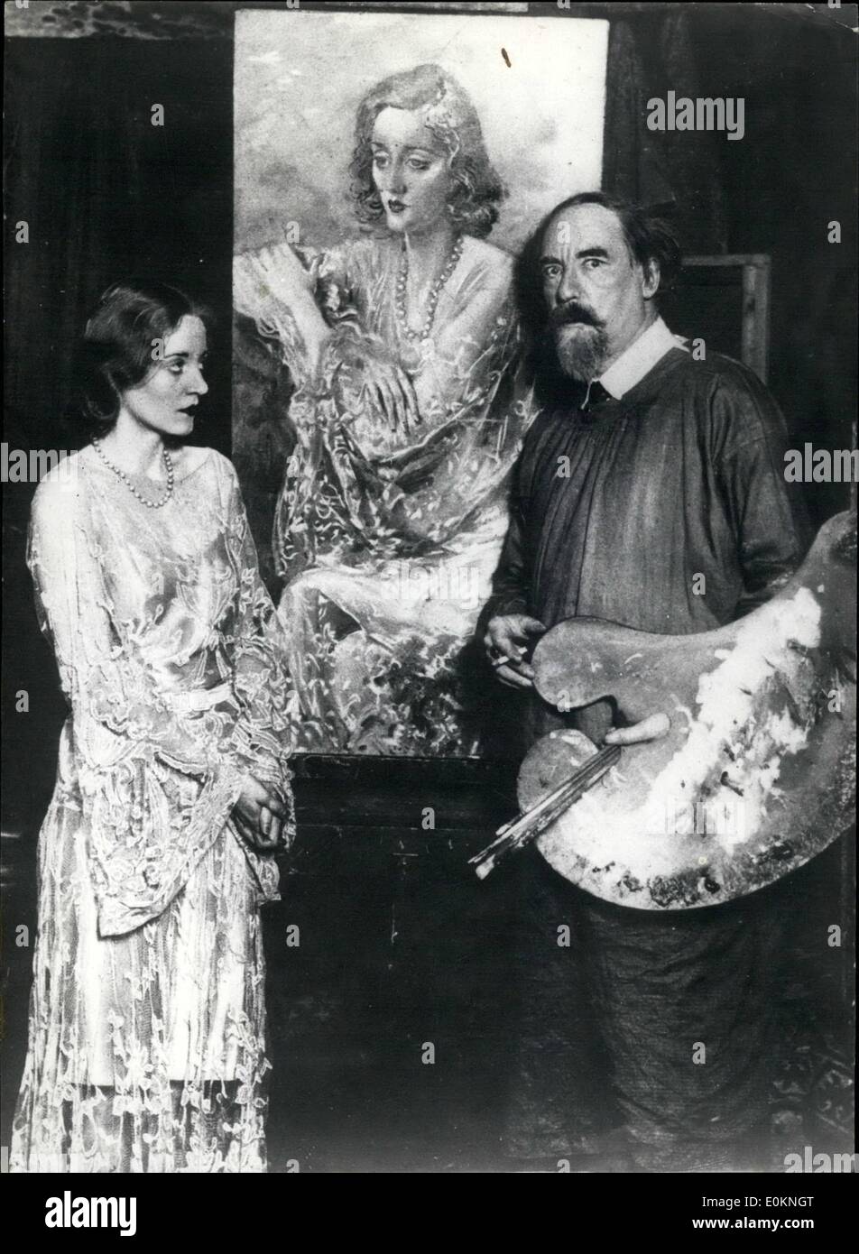 4. April 1930 - Tallulah Bankhead & Maler Augustus John mit dessen Porträt von Miss Bankhead. Stockfoto