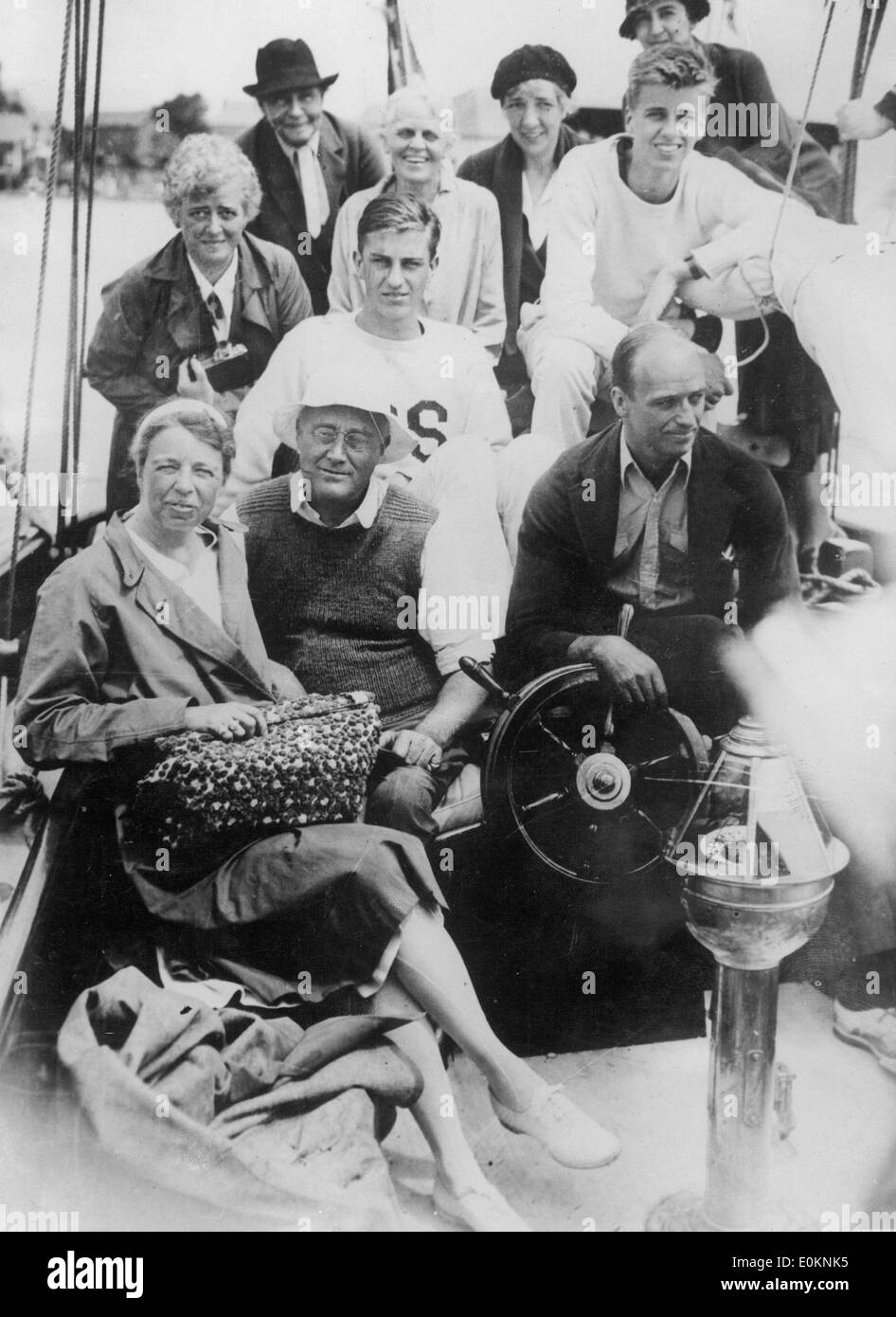 Präsident Franklin Delano Roosevelt und Familie an Bord "Amberjack 11" Stockfoto