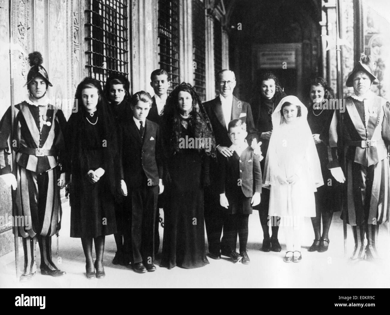 Die Kennedy-Familie nach dem Besuch des Papstes Stockfoto