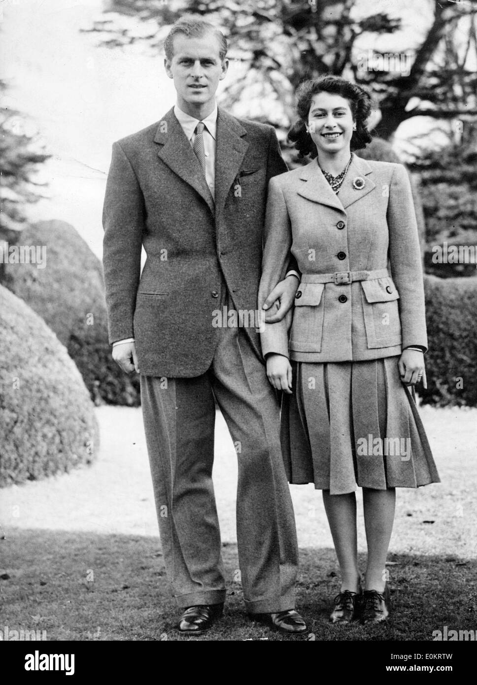 Königin Elizabeth II und Prinz Philip auf ihrer Hochzeitsreise Stockfoto