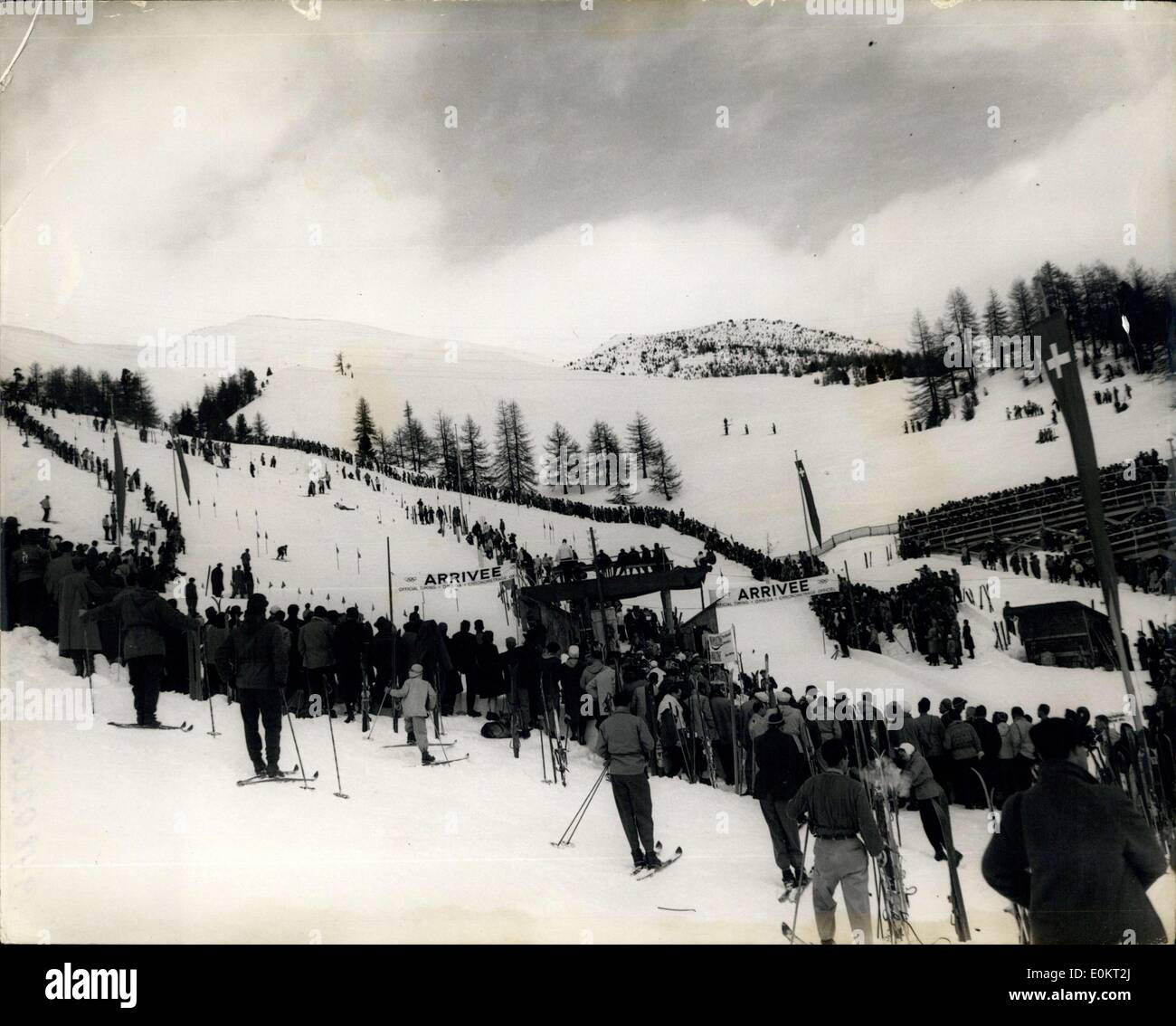 6. Februar 1948 - Slalom Rennen für Männer und Frauen bei den Olympischen Spielen in St. Moritz. Ne ZU Stockfoto