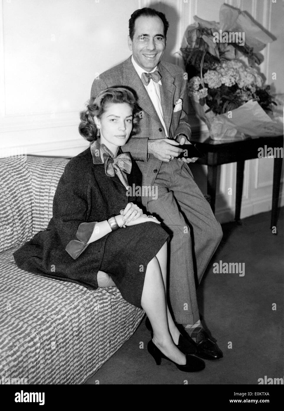Schauspielerin Lauren Bacall mit ihrem Ehemann Schauspieler Humphrey Bogart Stockfoto