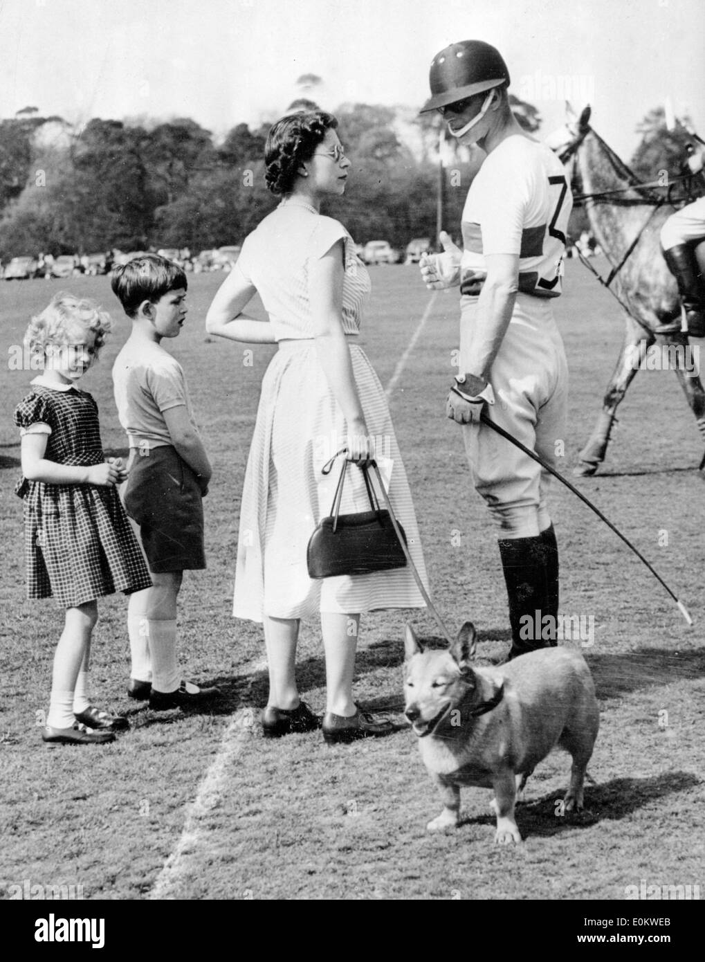 Das Königshaus Windsor bei einem Polospiel Stockfoto