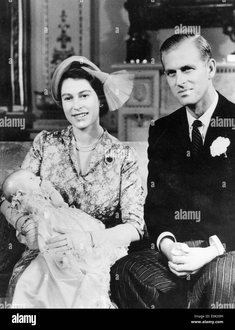 Windsor Königsfamilie nach der Taufe von Prinzessin Anne Stockfoto