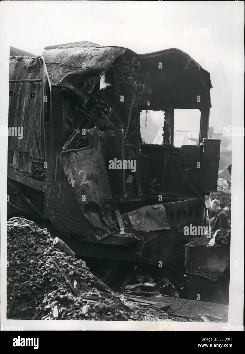 10. Oktober 1952 - gelöscht Katastrophe Lynes; Die '' Stadt von Glassgow'' der verdrehten 110 Tonnen Motor von Perth nach Easton express, wurde Stockfoto