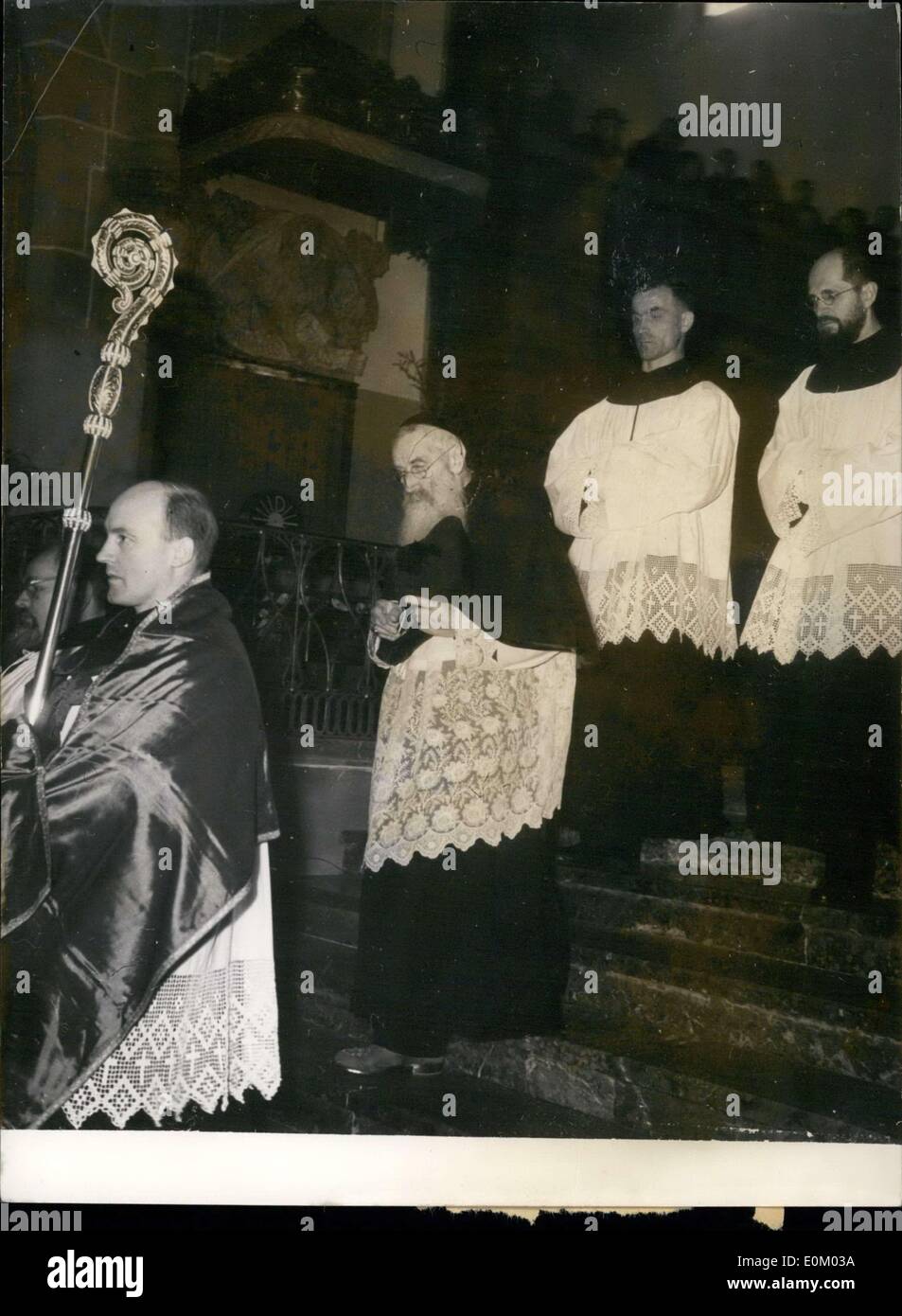 2. Februar 1953 - Golden Celebration für 82 Jahre alten ehemaligen Bogen Abt von St. Ottilien Norbert Weber. Weber war in Afrika letztes Jahr und Pläne auf den Kopf des Kontinents wieder im März. Stockfoto
