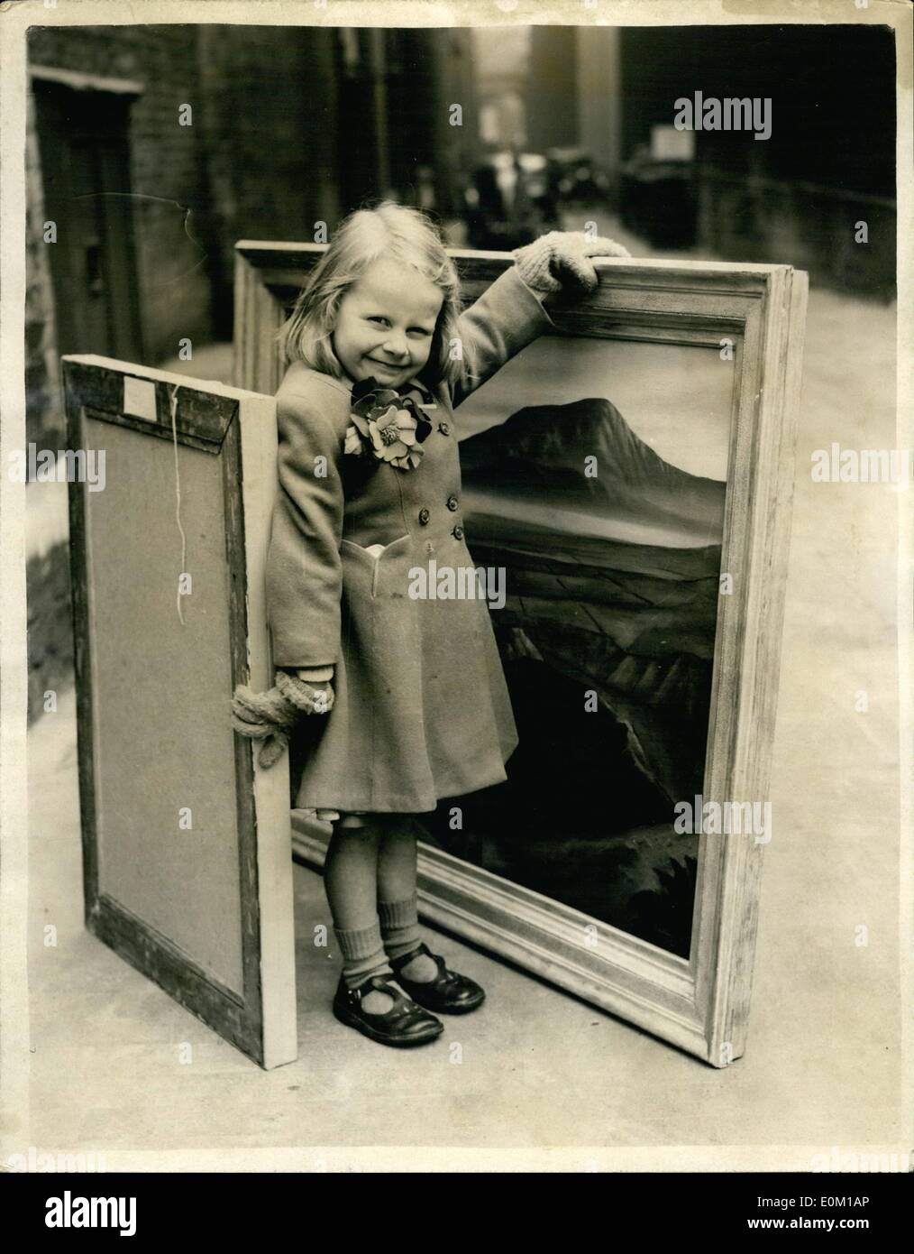 3. März 1953 - der junge und die Gemälde. Senden für "Öle" an der Royal Academy of Arts. Foto zeigt vier Jahre alte Jennifer Barton Stockfoto