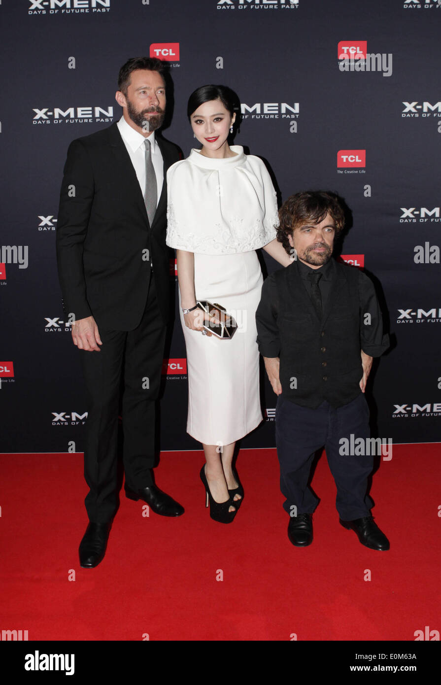 Hugh Jackman, Fan BingBing und Peter Dinklage auf der X-Men-premiere, Melbourne, 16. Mai 2014. Stockfoto