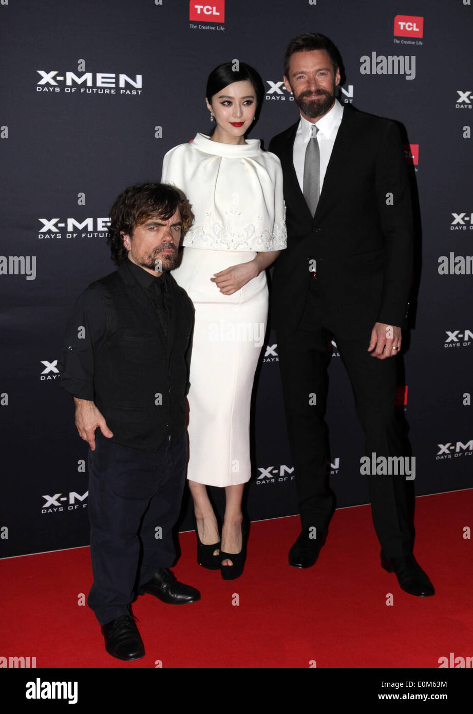 Hugh Jackman, Fan BingBing und Peter Dinklage auf der X-Men-premiere, Melbourne, 16. Mai 2014. Stockfoto