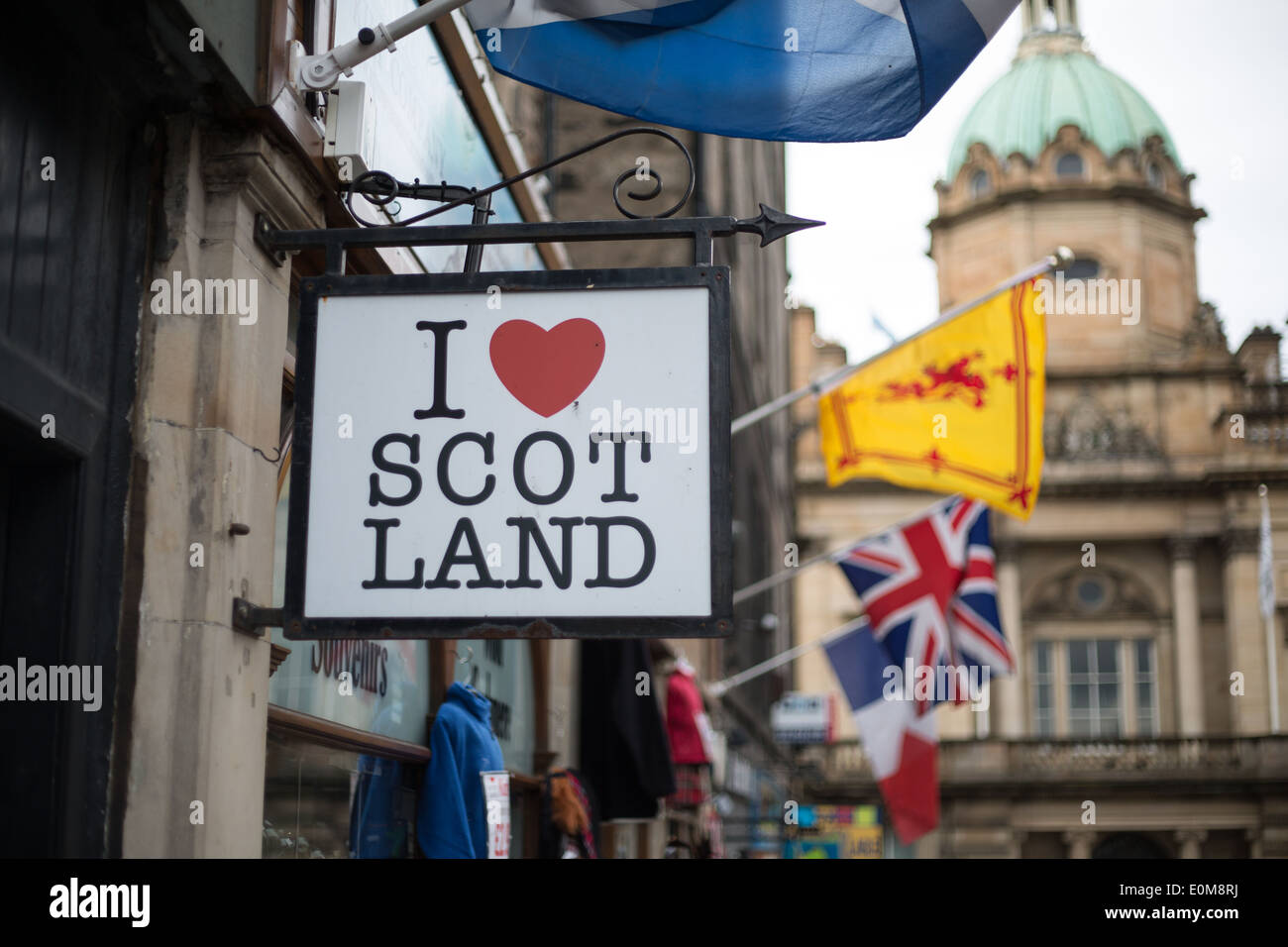 "Ich liebe Schottland" unterzeichnen in Edinburgh, Schottland. Stockfoto