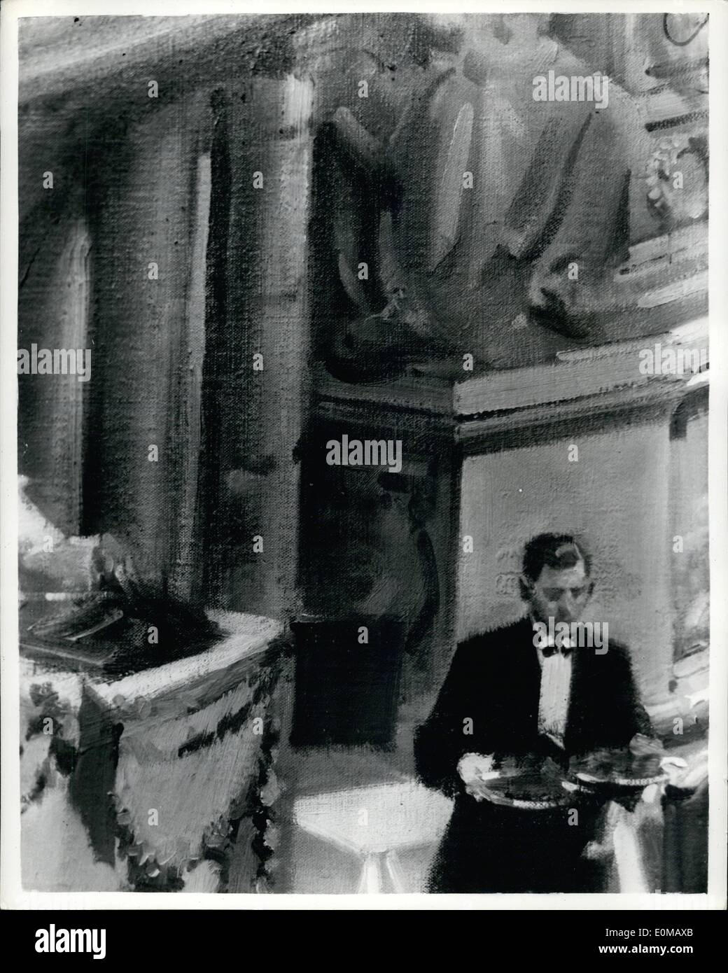7. Juli 1954 - Ausstellung von Gemälden von Terence Cuneo Guildhall Luncheon - einschließlich der "Cuneo-Maus": eine Ausstellung der Stockfoto