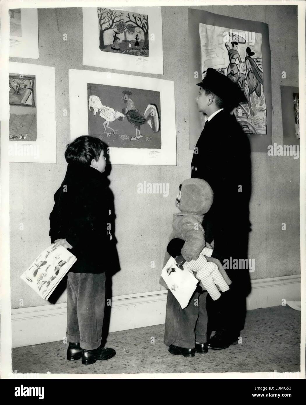 1. Januar 1955 - Kinder Kunst aus dem Orient... Vorschau am Diperial Institut: eine Vorschau fand heute Vormittag im Imperial Stockfoto