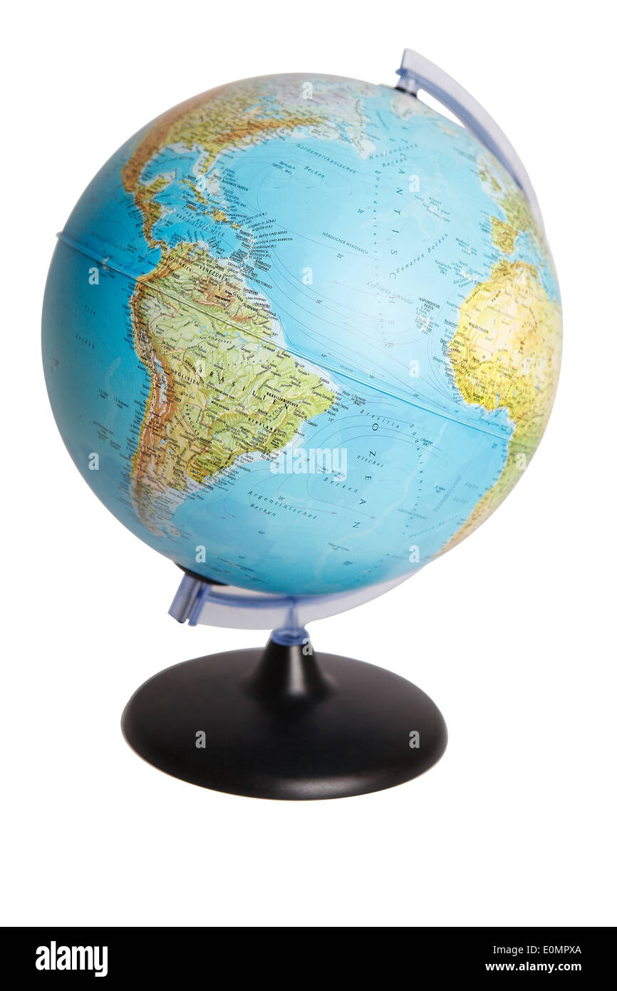 Globus auf weißen Hintergrund isoliert Stockfoto