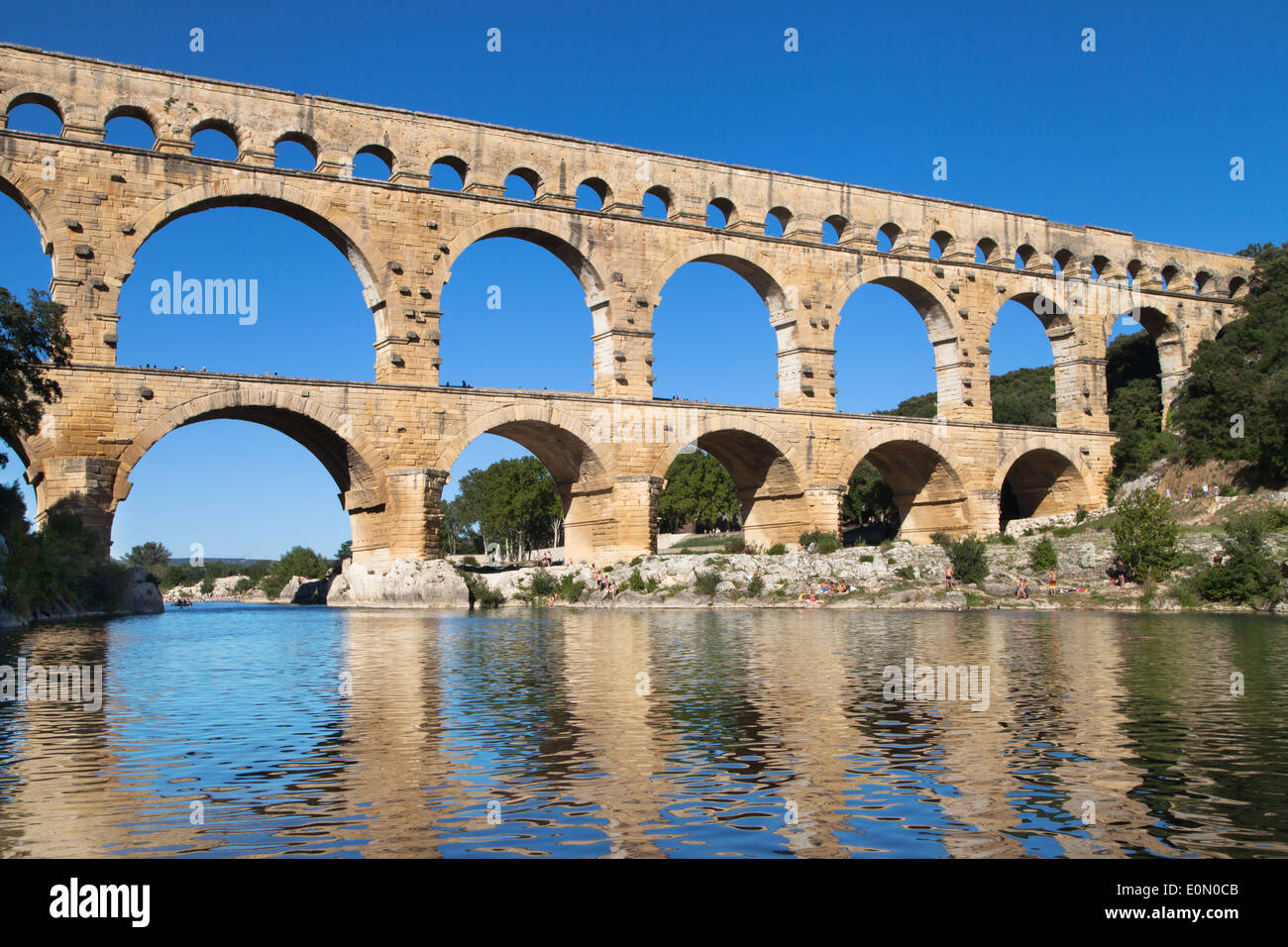 Pont du Gard in der Provence, Frankreich. Stockfoto