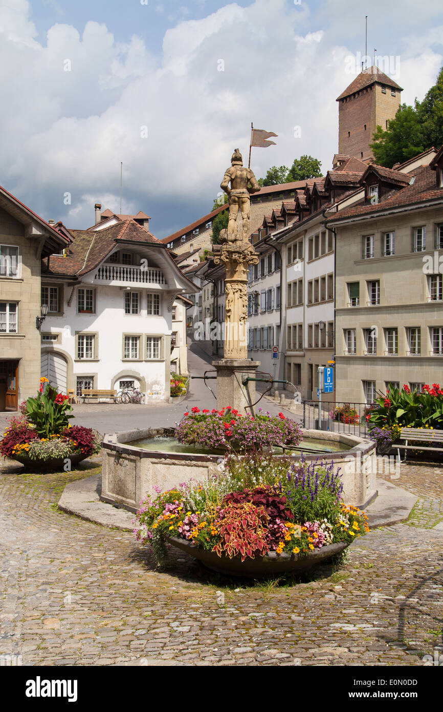 Rue des Schmiede, Fribourg, Schweiz. Stockfoto