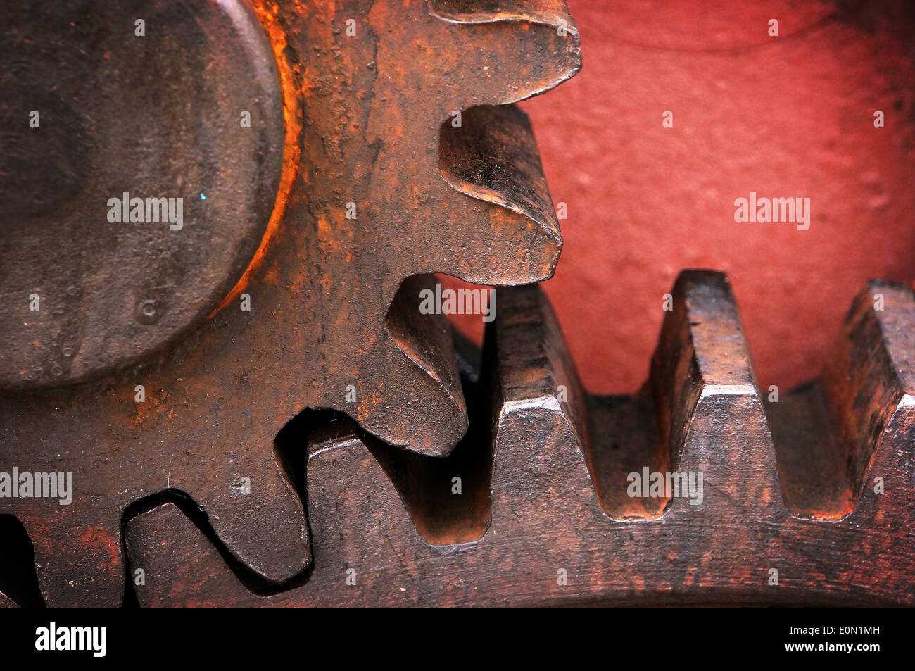 rostig und metallischen Zahnrad der alten Industrie Stockfoto