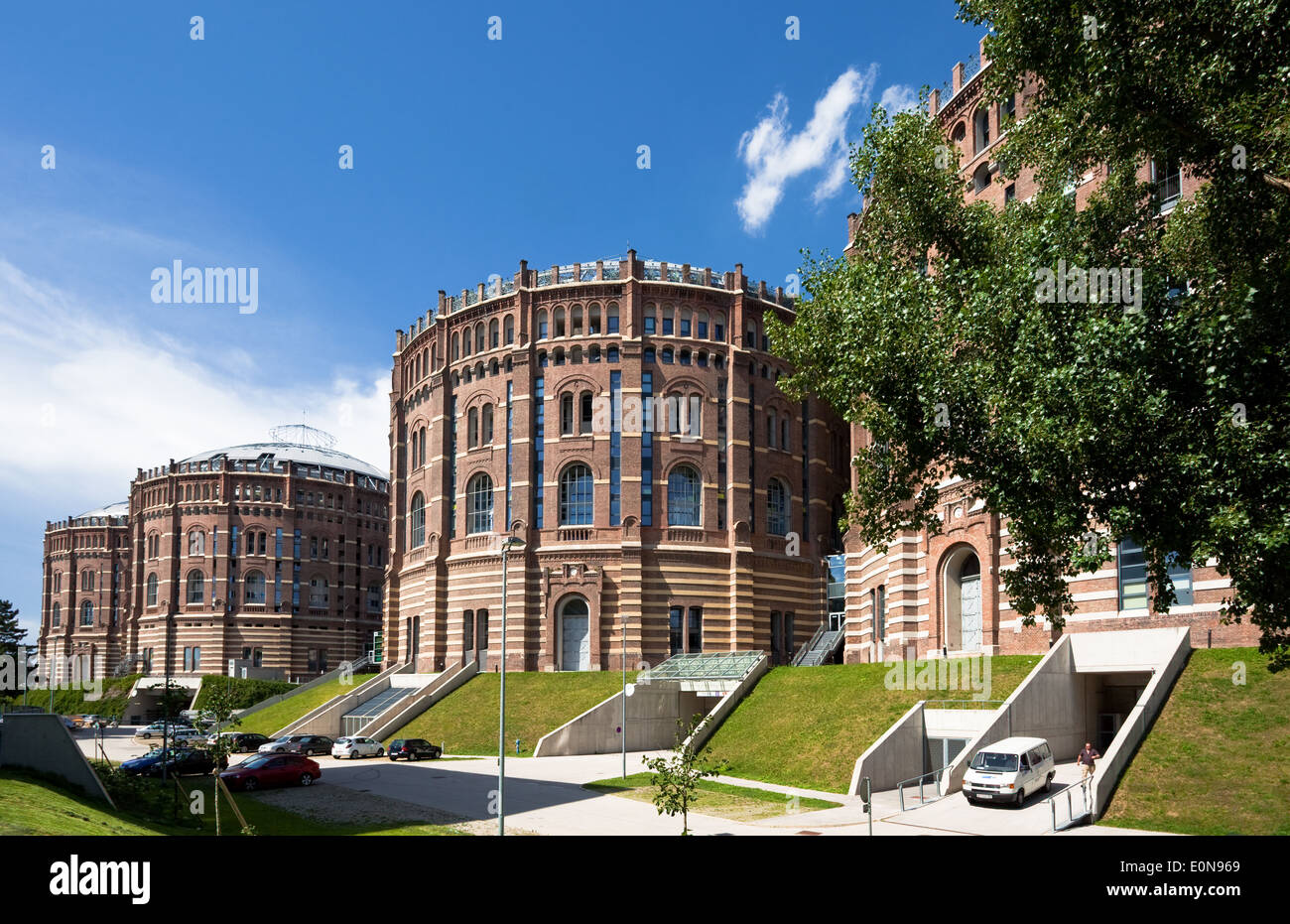 Wohnhausanlage Im Gasometer, Wien, Österreich - Gasometer, Wien, Österreich Stockfoto