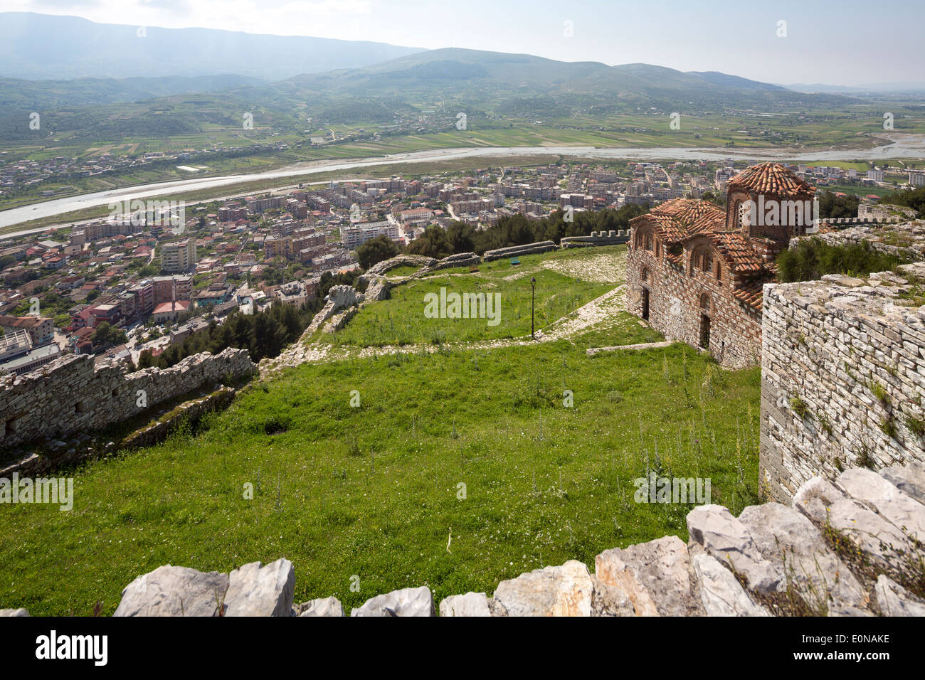 Byzantinische Zitadelle und Kirche, die Burg, Stadt Berat, Albanien Stockfoto