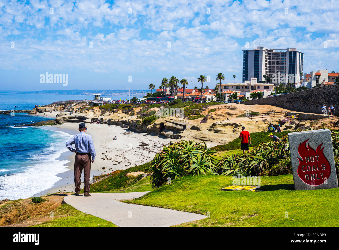 La Jolla Küste und Wipeout Strand im Hintergrund. La Jolla, Kalifornien, USA. Stockfoto