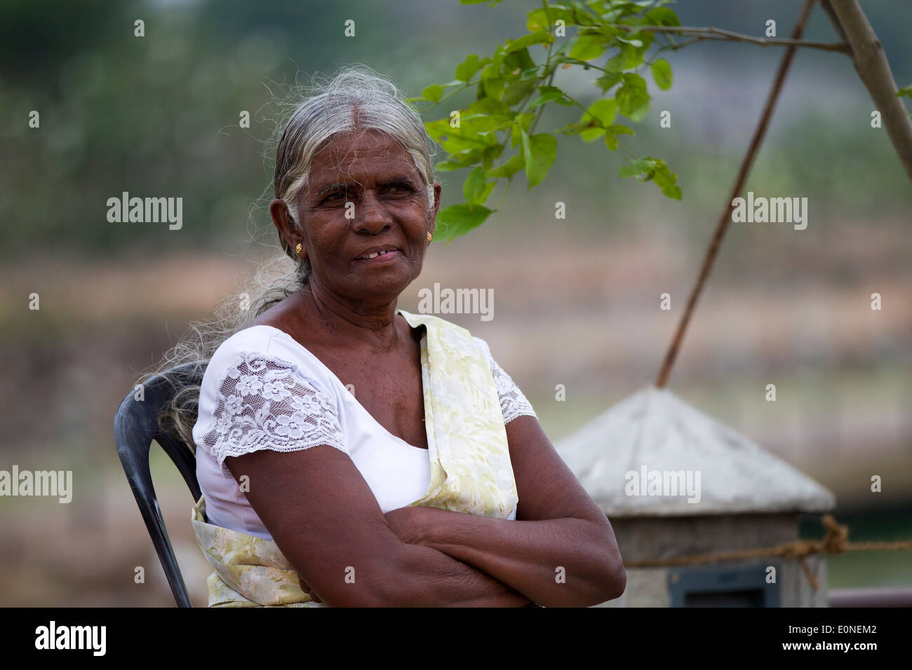 Porträt von einem glücklichen Straßenhändler, Colombo Sri Lanka. Stockfoto