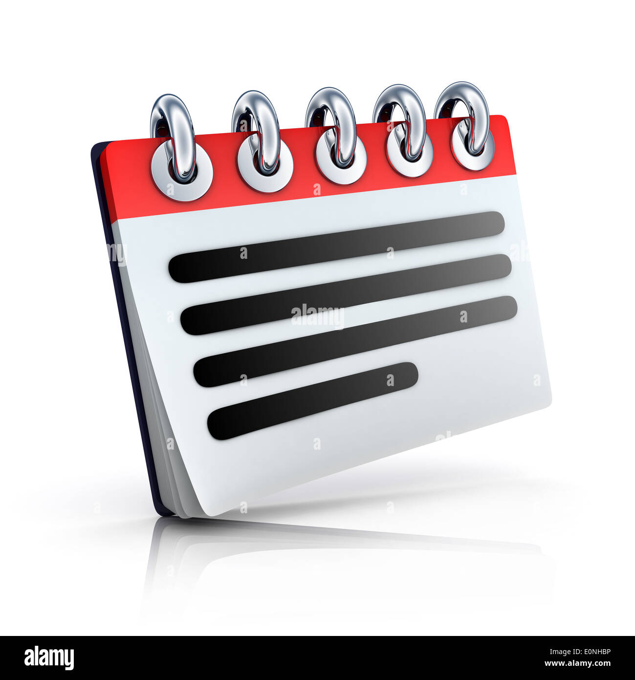 Notebook nur auf weißem Hintergrund (durchgeführt in 3d) Stockfoto