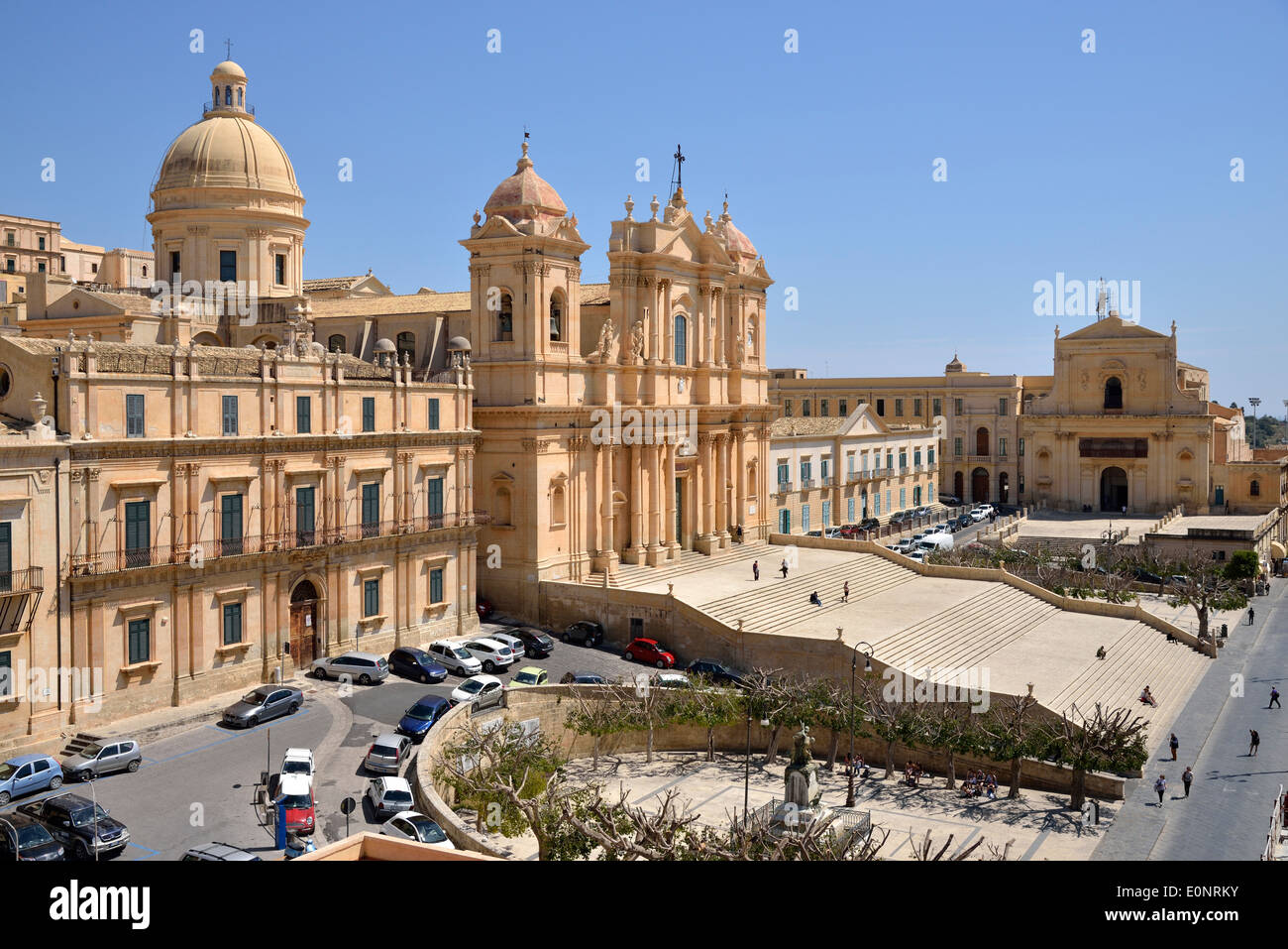 Barocke Kathedrale San Nicolo, Noto, Provinz von Syrakus, Sizilien, Italien Stockfoto